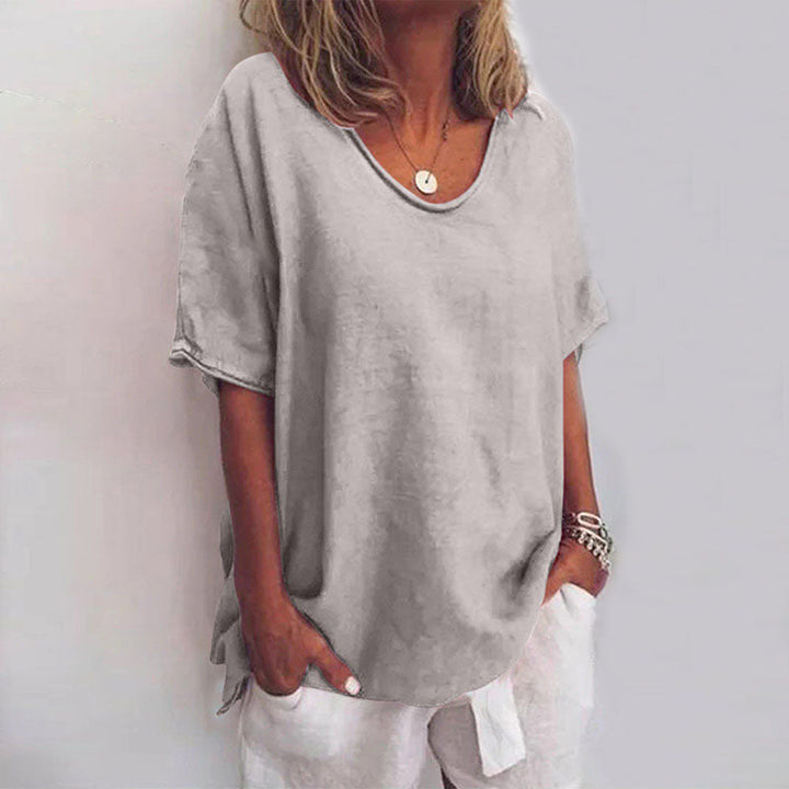 Ana Classic Women's Blouse – Loose-Fit Blouse with Short Sleeves for a Casual Look