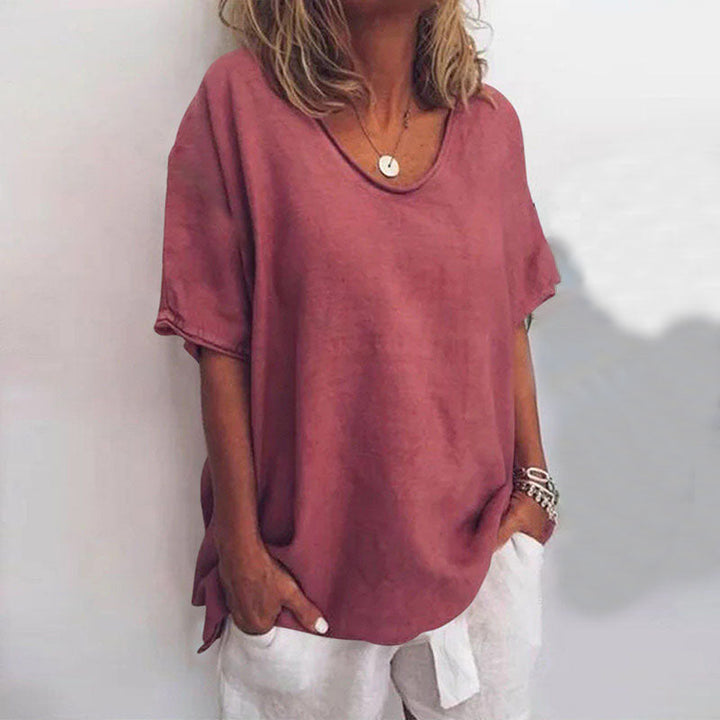 Ana Classic Women's Blouse – Loose-Fit Blouse with Short Sleeves for a Casual Look