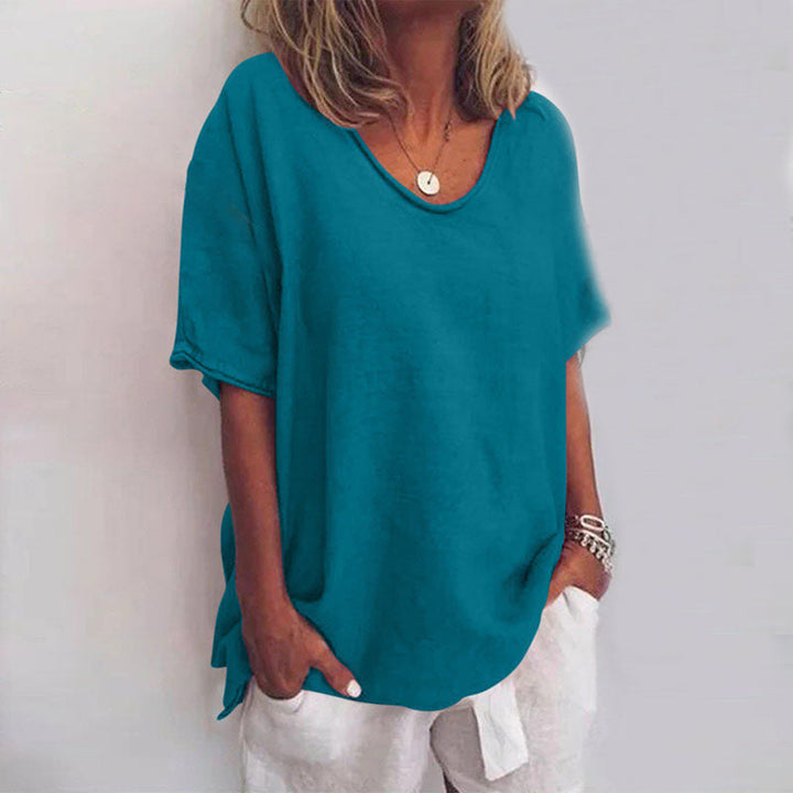 Ana Classic Women's Blouse – Loose-Fit Blouse with Short Sleeves for a Casual Look