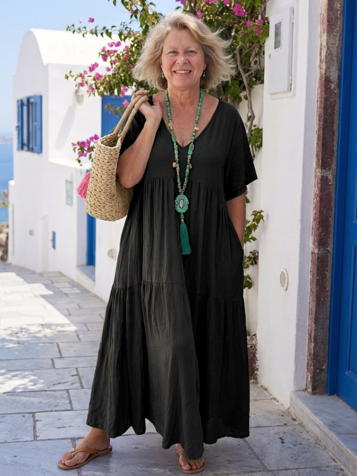 Melody | Women's Short Sleeve Tiered Maxi Dress
