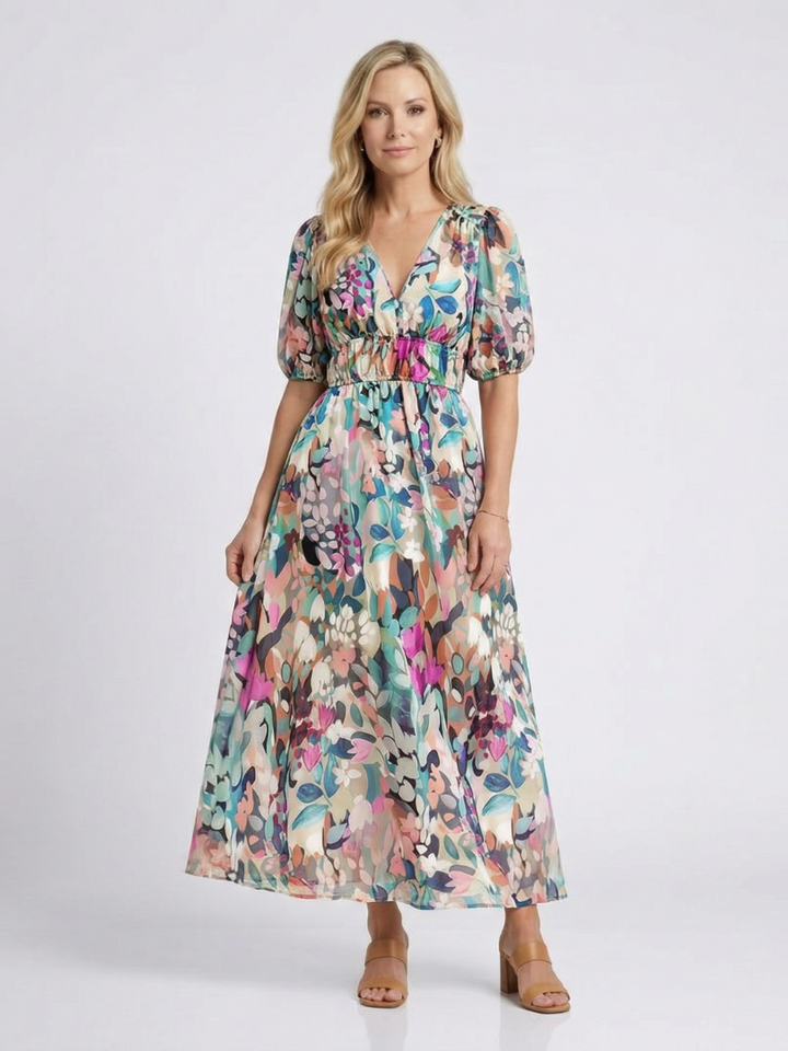 Octavia | Women's Floral V-Neck Midi Dress