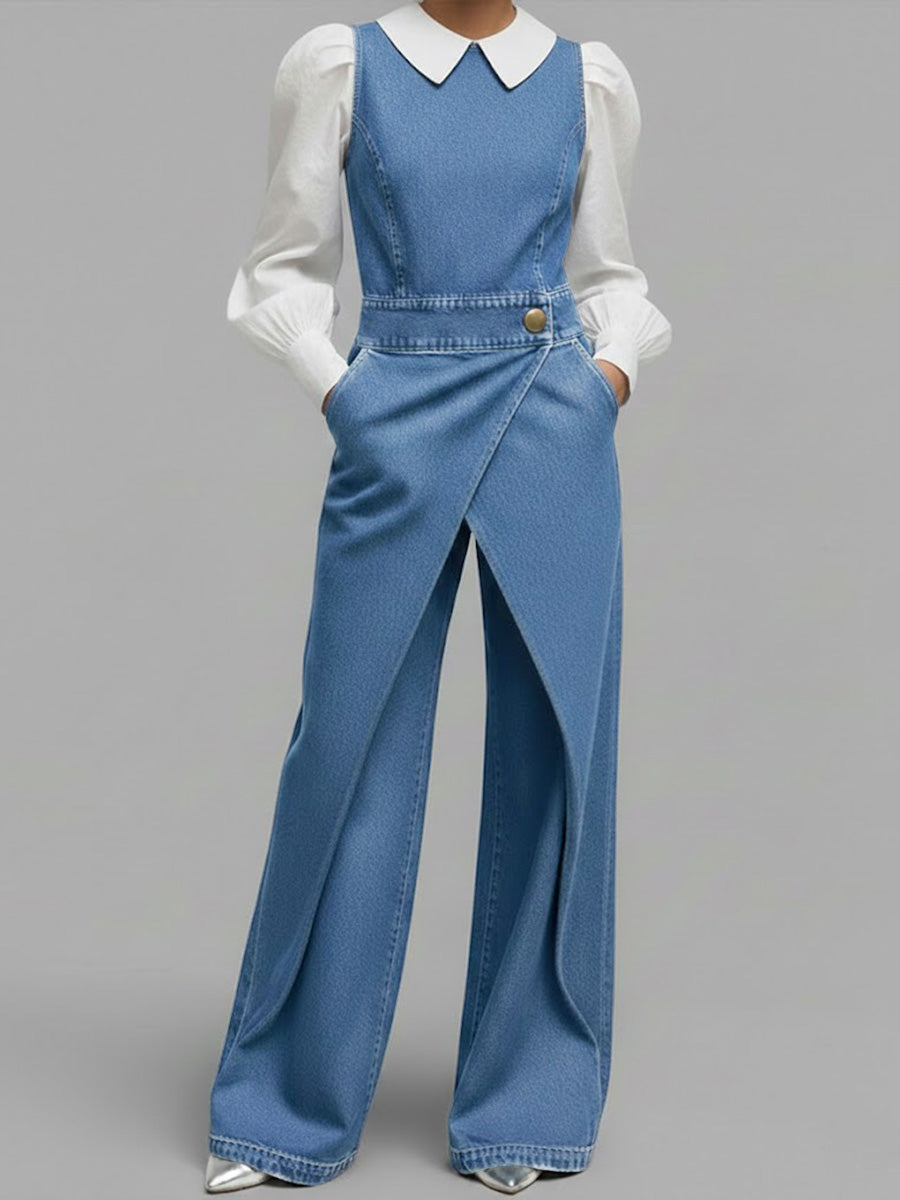 Chloé | Sleeveless Denim Jumpsuit Wide Cut