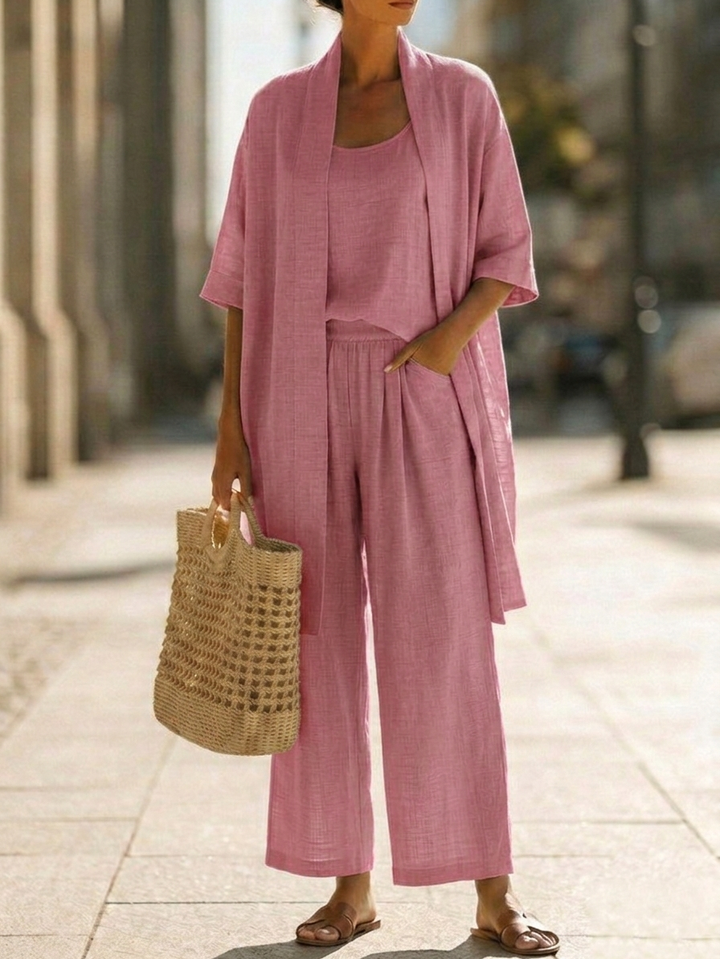Elena | Three-Piece Minimalist Set in Cotton and Linen