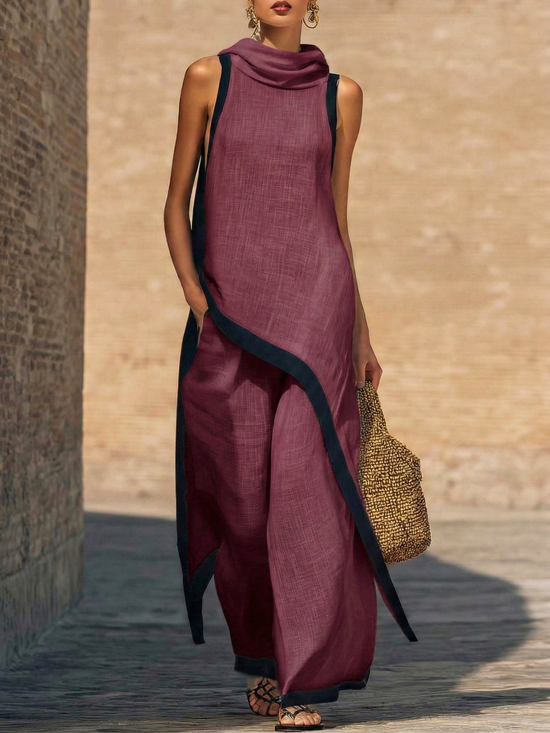 Amara | Elegant Asymmetrical Cut Linen Cotton Artistic Outfit