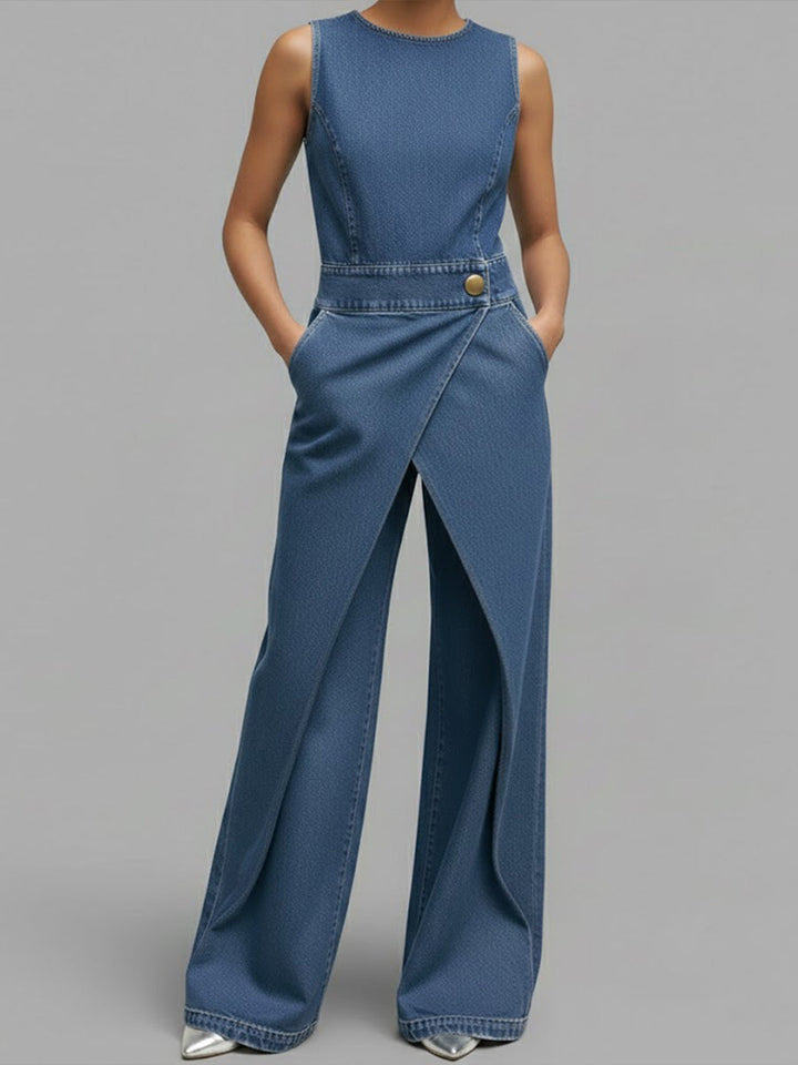 Chloé | Sleeveless Denim Jumpsuit Wide Cut