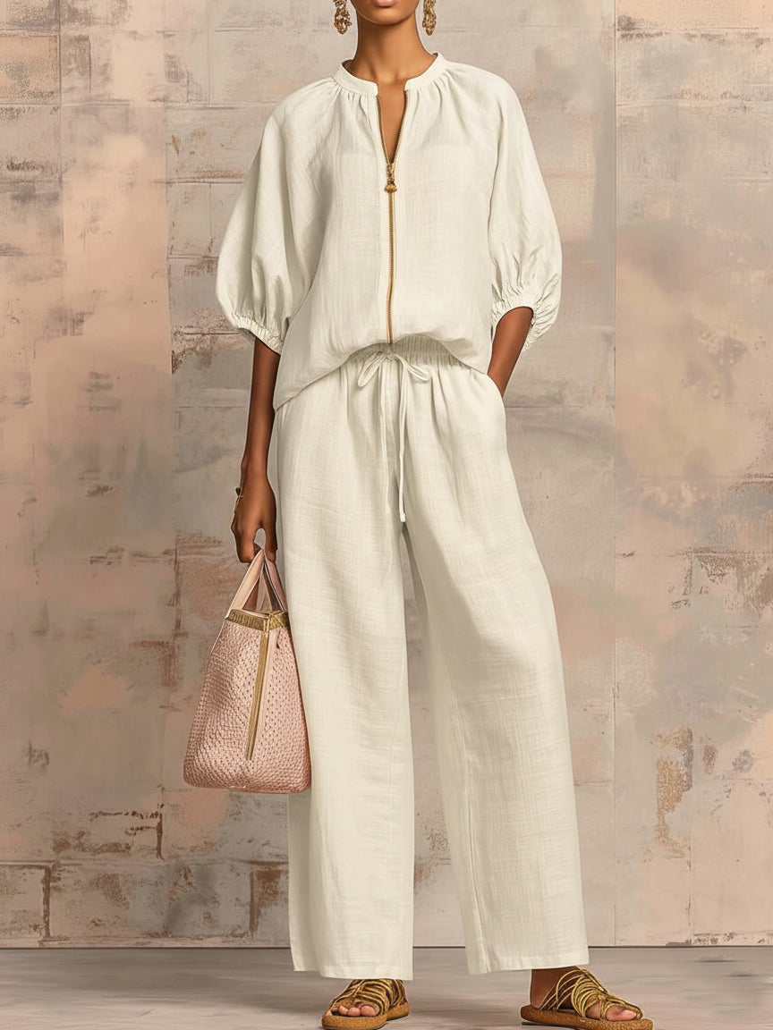 Léonie | Elegant Two-Piece Set in Cotton and Linen
