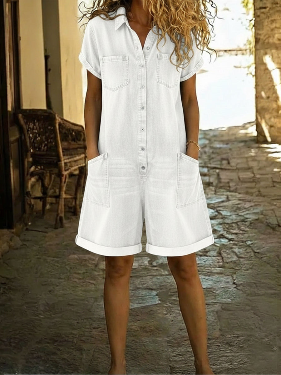 Solena | Casual Denim Short Jumpsuit
