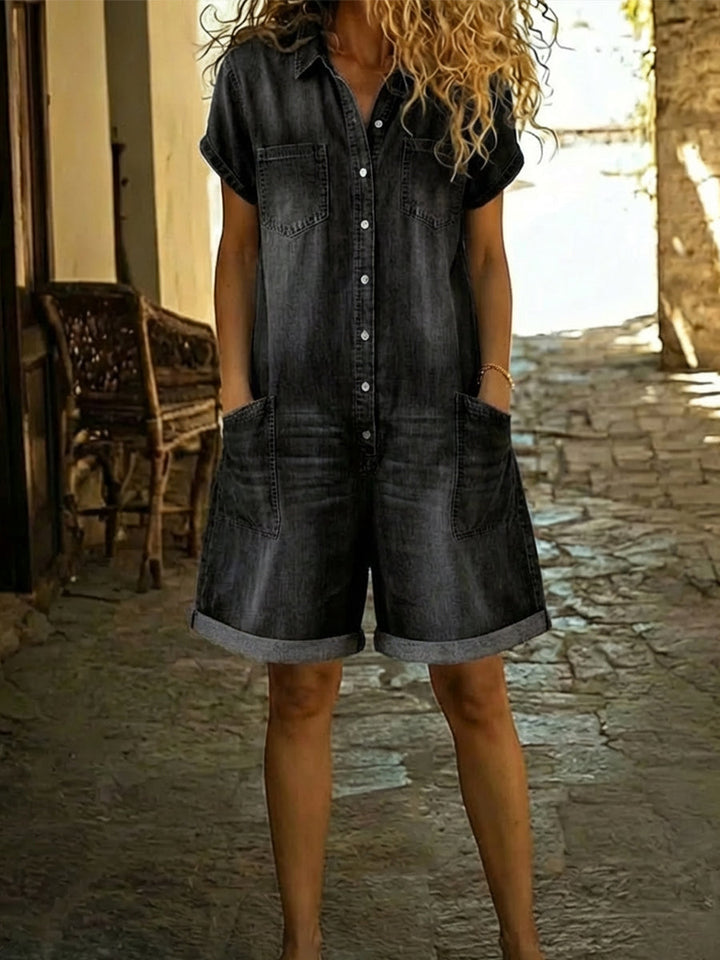 Solena | Casual Denim Short Jumpsuit