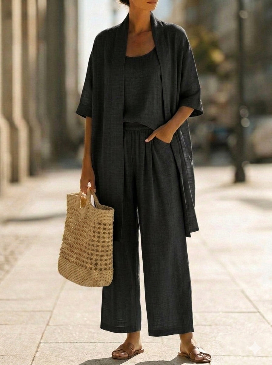 Elena | Three-Piece Minimalist Set in Cotton and Linen