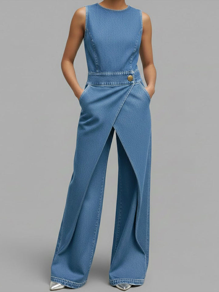Chloé | Sleeveless Denim Jumpsuit Wide Cut