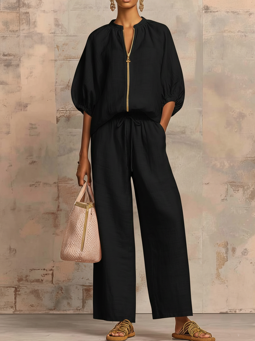 Léonie | Elegant Two-Piece Set in Cotton and Linen