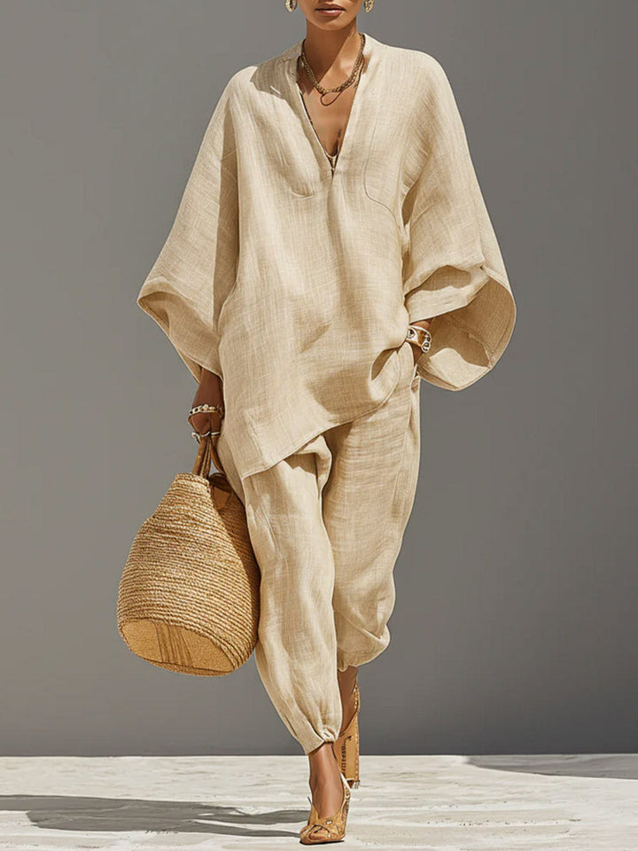 Claire | Linen and Cotton Ensemble Natural Elegance