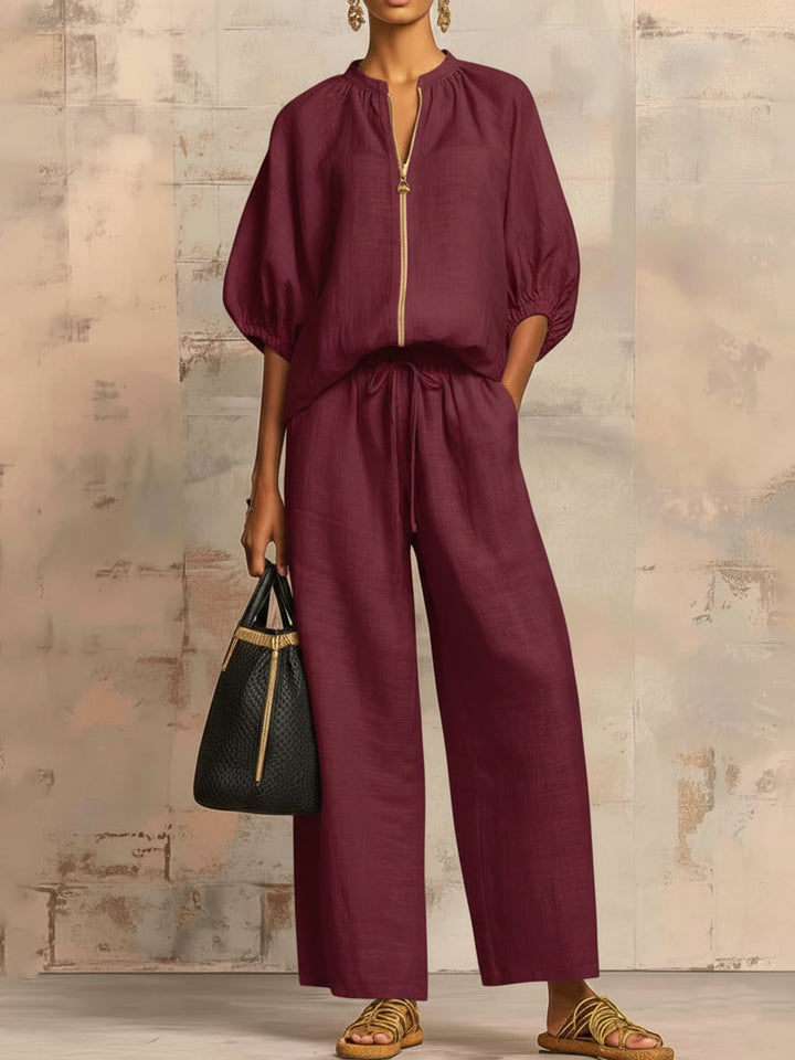 Léonie | Elegant Two-Piece Set in Cotton and Linen