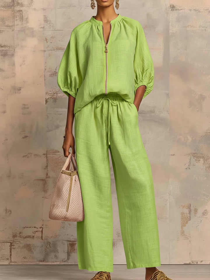 Léonie | Elegant Two-Piece Set in Cotton and Linen