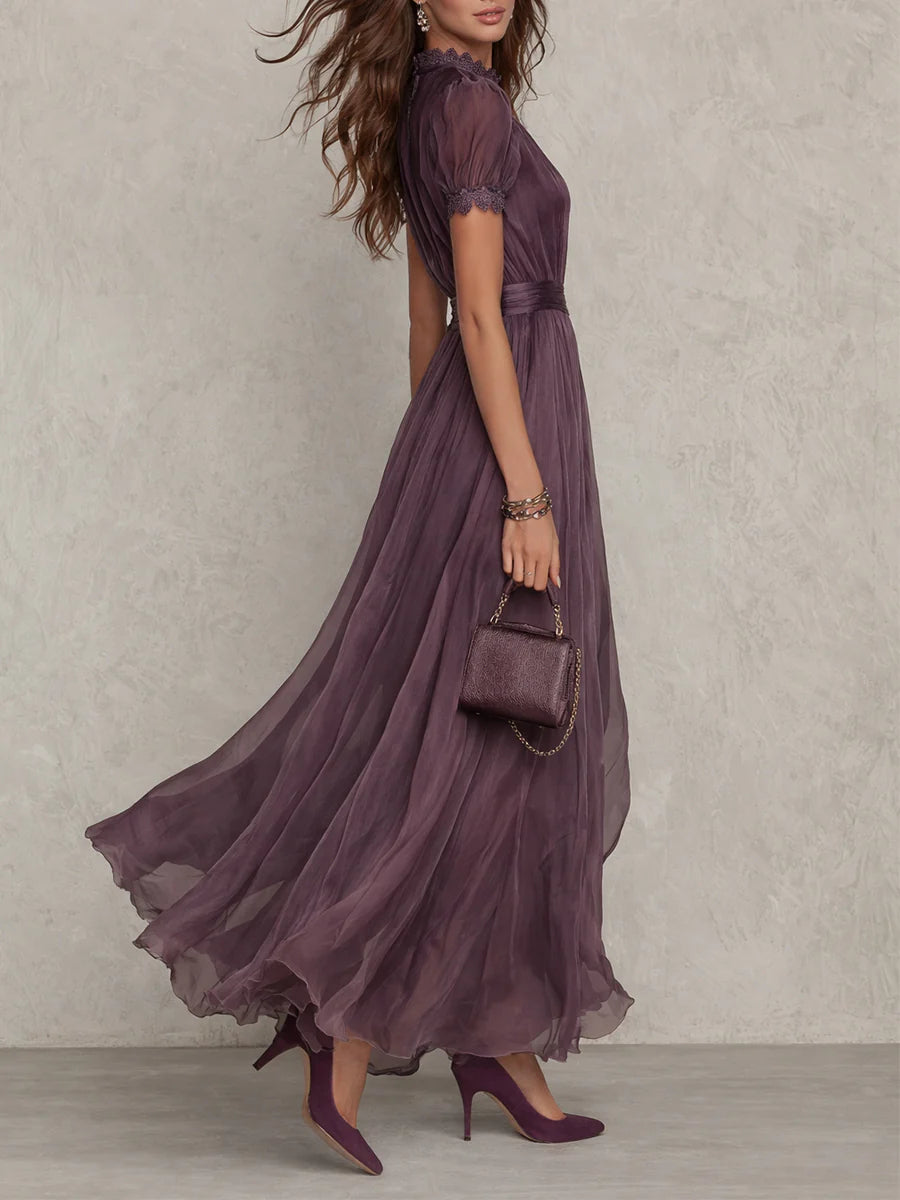 Penelope | Women's Short Sleeve Keyhole Maxi Dress