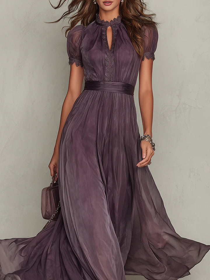 Penelope | Women's Short Sleeve Keyhole Maxi Dress