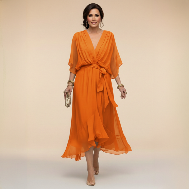 Penelope | Women's V-Neck Wrap Midi Dress