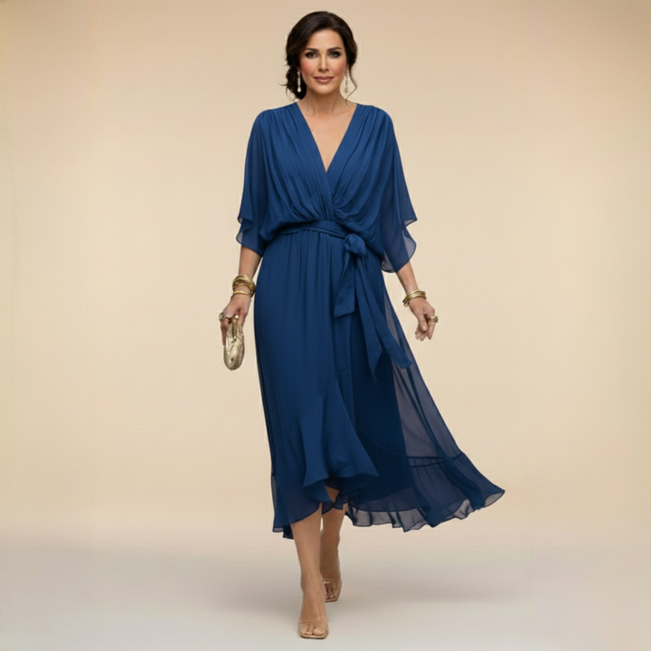Penelope | Women's V-Neck Wrap Midi Dress