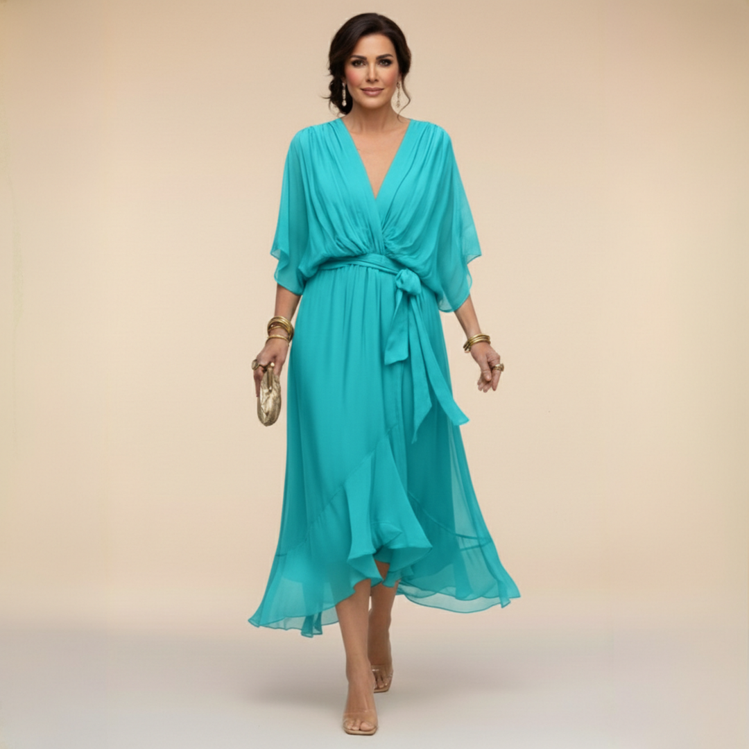 Penelope | Women's V-Neck Wrap Midi Dress