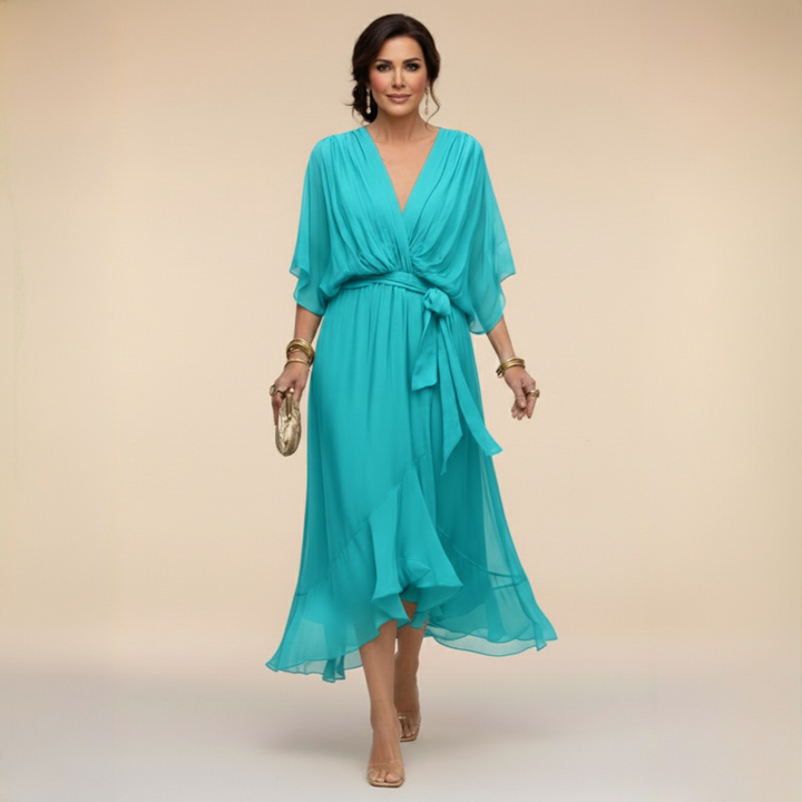 Penelope | Women's V-Neck Wrap Midi Dress