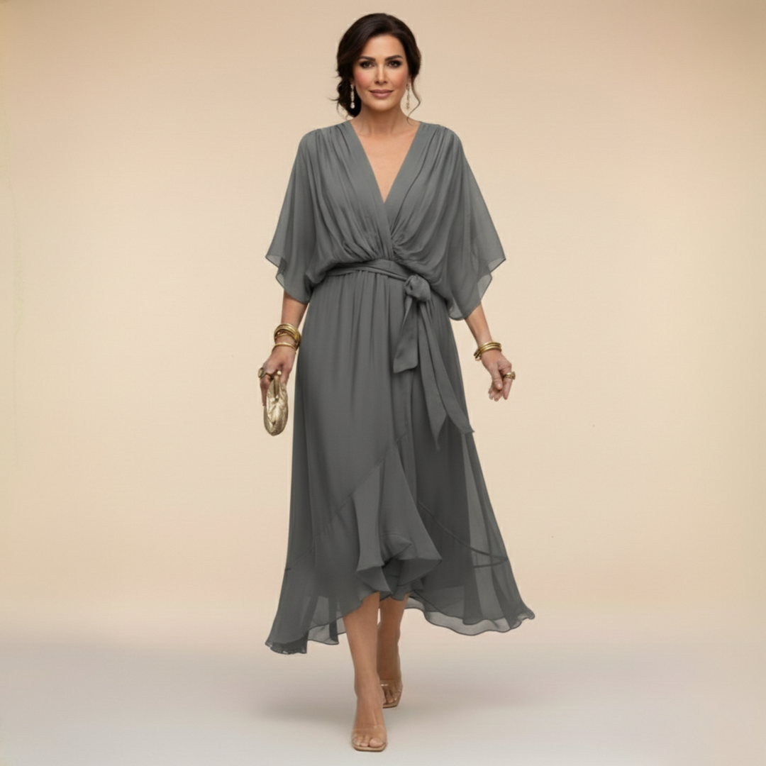 Penelope | Women's V-Neck Wrap Midi Dress