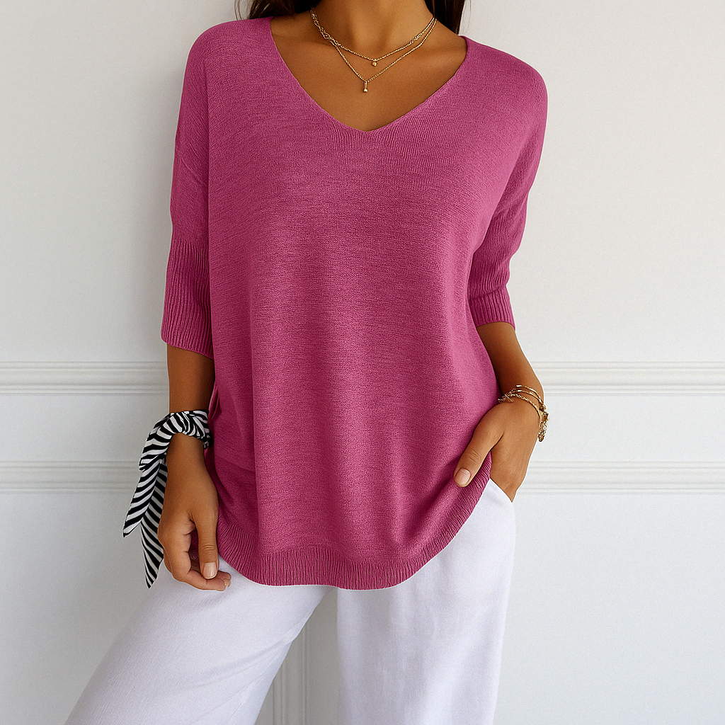 Coraline Women's V-Neck Sweater – Fine Knit, Soft & Elegant for a Refined Style