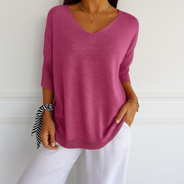 Coraline Women's V-Neck Sweater – Fine Knit, Soft & Elegant for a Refined Style