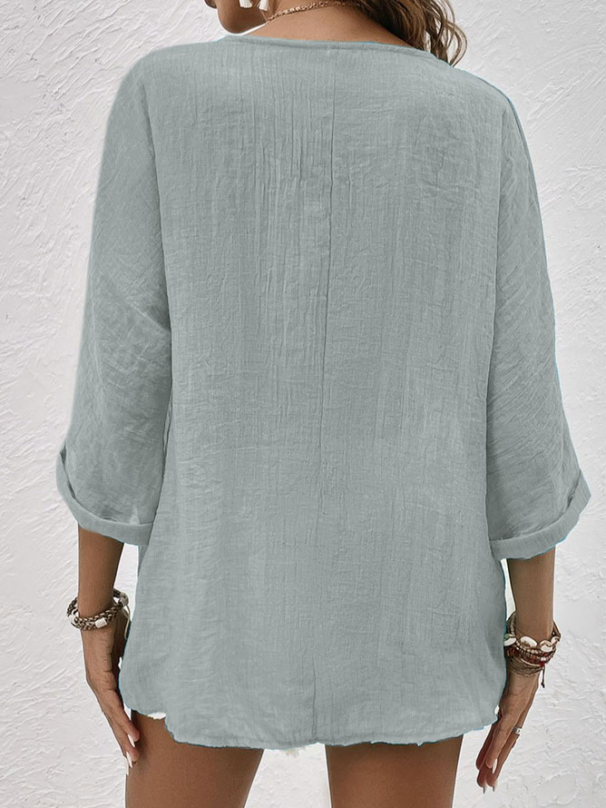 Women's Criza V-Neck Blouse – Lightweight Relaxed Fit with Short Sleeves for Everyday Comfort