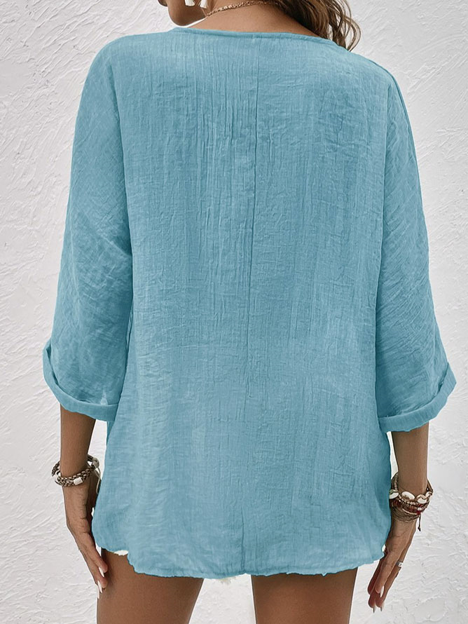Women's Criza V-Neck Blouse – Lightweight Relaxed Fit with Short Sleeves for Everyday Comfort