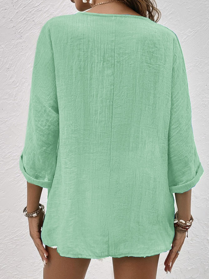 Women's Criza V-Neck Blouse – Lightweight Relaxed Fit with Short Sleeves for Everyday Comfort