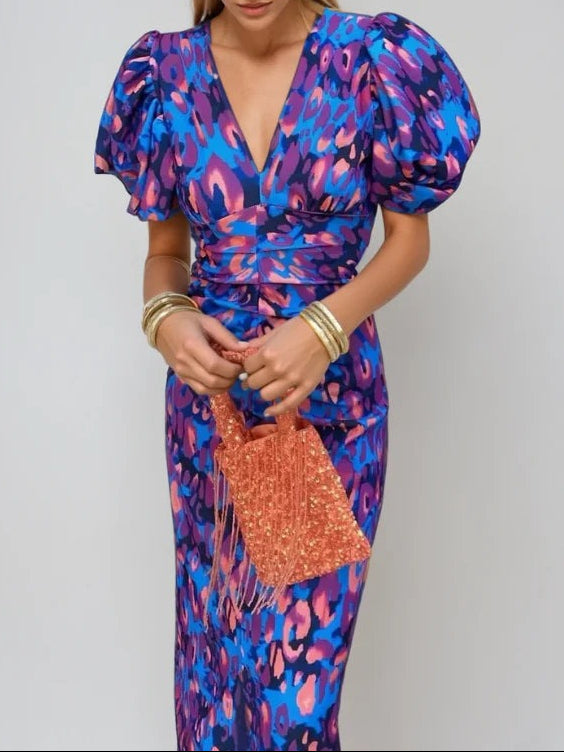 Noor™ - Mid-Length Dress with Puff Sleeves