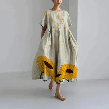 Zara Women's Dress – Elegant Floral Print, Breathable Comfort & Relaxed Fit