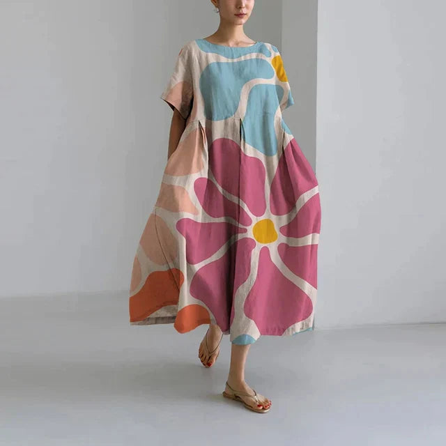 Zara Women's Dress – Elegant Floral Print, Breathable Comfort & Relaxed Fit