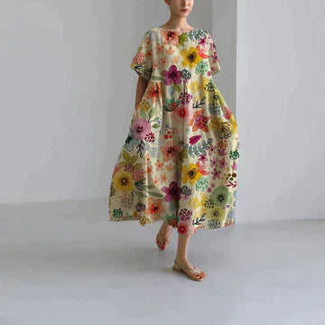 Zara Women's Dress – Elegant Floral Print, Breathable Comfort & Relaxed Fit