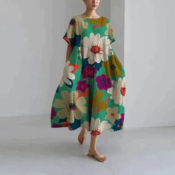 Zara Women's Dress – Elegant Floral Print, Breathable Comfort & Relaxed Fit