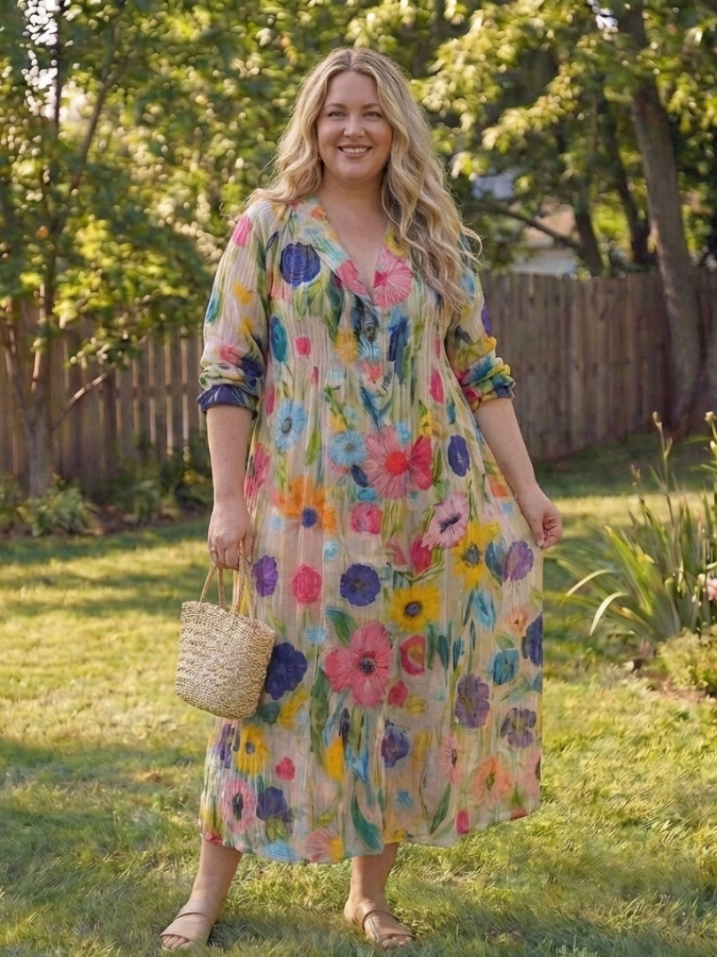 Roselyn | Women's Floral Button Front Maxi Dress