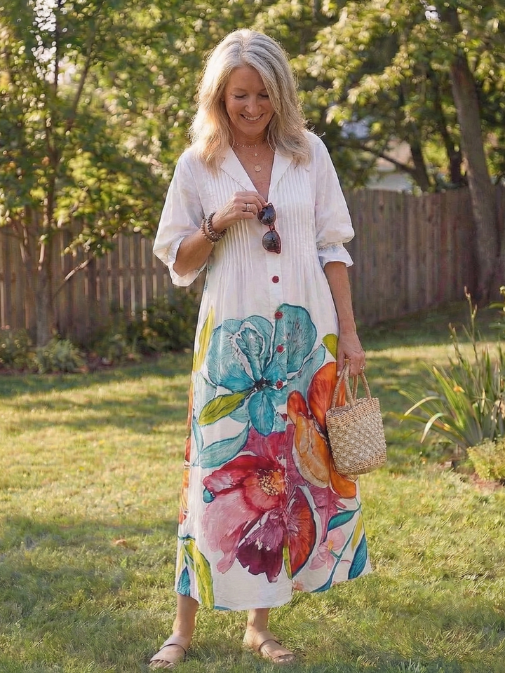 Roselyn | Women's Floral Button Front Maxi Dress