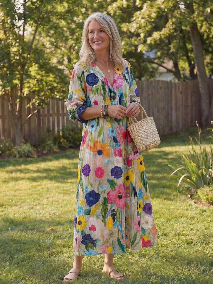 Roselyn | Women's Floral Button Front Maxi Dress