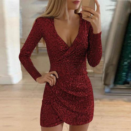 Amelia Women's Sequin Dress – Elegant Shiny and Comfortable Wrap Dress for Festive Occasions