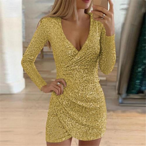 Amelia Women's Sequin Dress – Elegant Shiny and Comfortable Wrap Dress for Festive Occasions